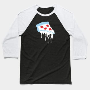 Chicago Flag as Pizza Baseball T-Shirt